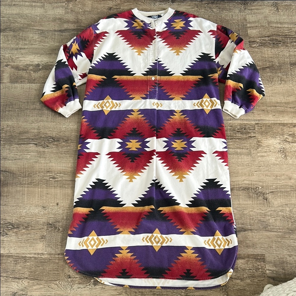 Vintage Woolrich Navajo Aztec Pajamas Dress M - Picture 3 of 7